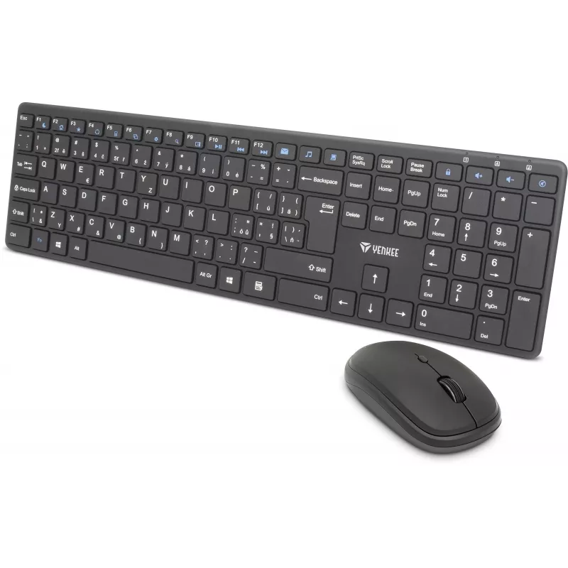 Set de teclado y ratón inalámbrico YENKEE YKB 2008CS — 2,4 GHz USB, diseño compacto