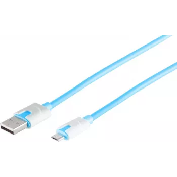 Cable USB S/CONN 14-50013 USB 2.0 2 m USB A Micro-USB B azul