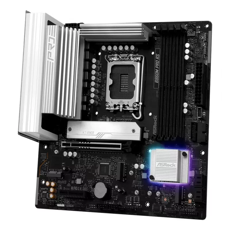 Placa base ASROCK B860M Pro RS — Intel B860, LGA 1851, micro ATX, DDR5, 4× DIMM, 2.5Gb LAN, 1×PCIe5 x16