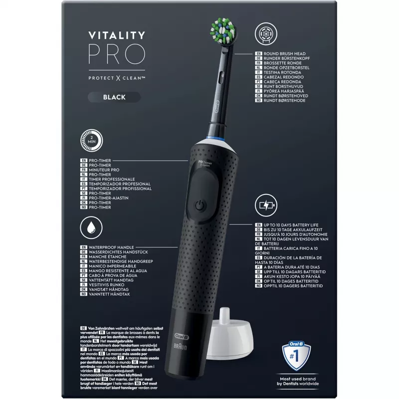 Oral-B Vitality Pro D103 Duo, cepillo de dientes eléctrico negro/lila, Black/Lilac Violet, incl. 2. mango