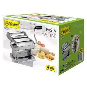 Máquina de pasta manual Maestro MR-1679 – acero inoxidable, amasador manual, desmontable, piezas intercambiables
