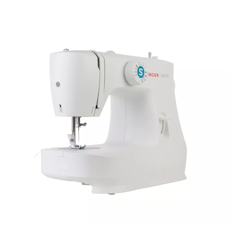 Máquina de coser semiautomática SINGER M2105 – 8 tipos de puntada, ojal en 4 pasos, brazo libre, eléctrica, blanca