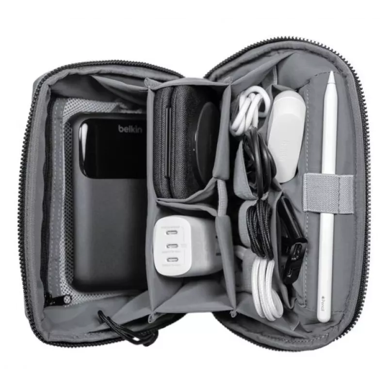 Organizador de viaje Belkin MMA013HQBK diseño compacto material resistente, bolsa de transporte para cables y accesorios