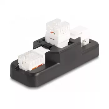 DeLOCK Keystone LSA set RJ45 RJ11 Cat.6 negro soporte con clip