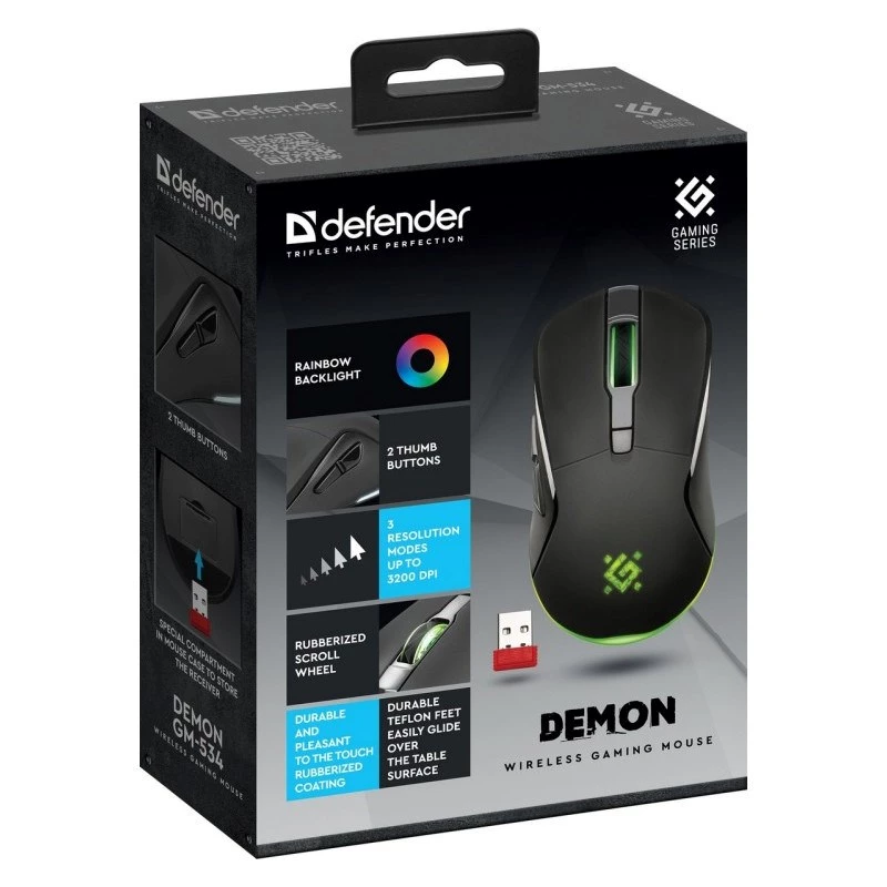Defender Demon GM-534 RF ratón gaming inalámbrico, 3200 DPI, 6 botones