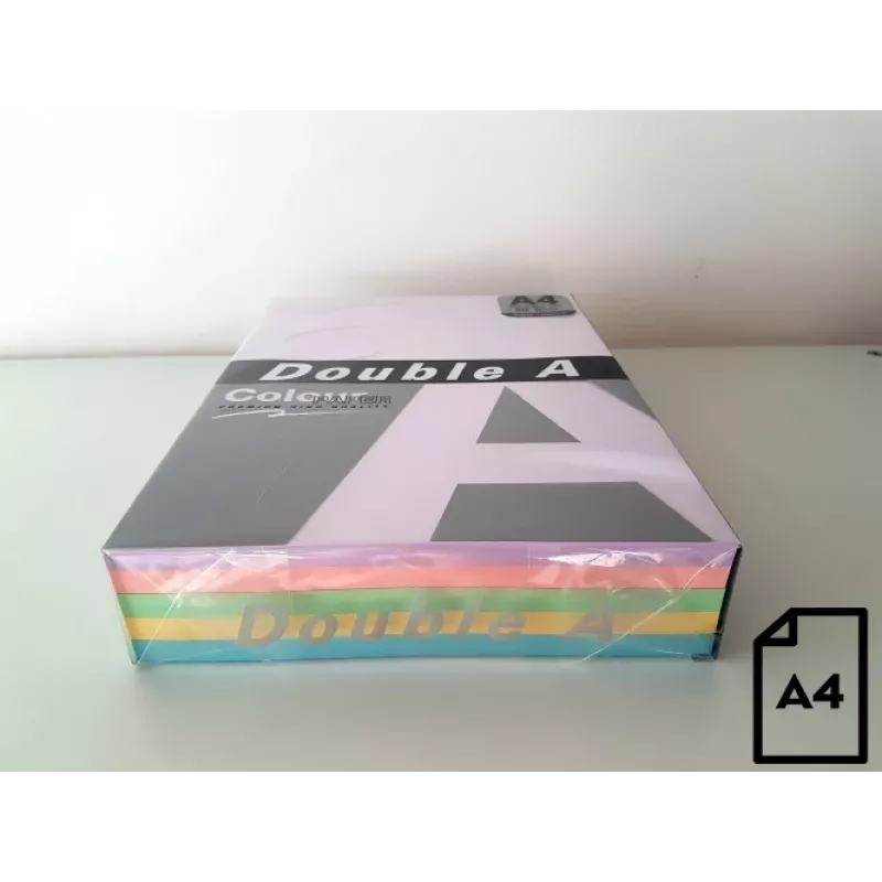 Papel de color Double A, 80 g/m², A4, 100 hojas, Rainbow 3, 5 colores