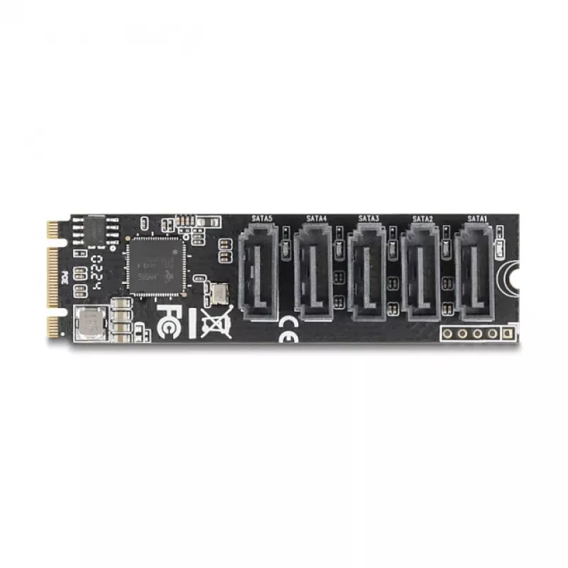 Adaptador SATA interno DELOCK 64241 M.2 (Key B+M) a 5x SATA con JMicron JMB585, indicadores LED, para PC