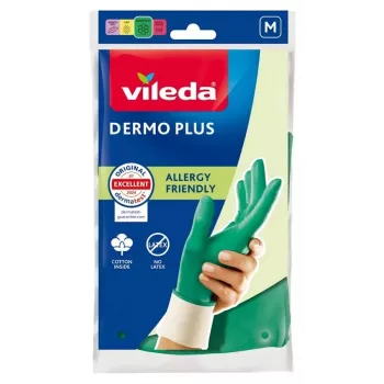 Guantes Vileda Dermo Plus 'M' verdes algodón, nitrilo