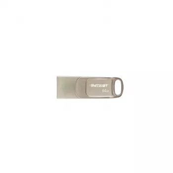 Memoria USB PATRIOT PS64GT560DS5D 64 GB USB 3.2 (USB-A y USB-C), carcasa giratoria de aleación de zinc, plata