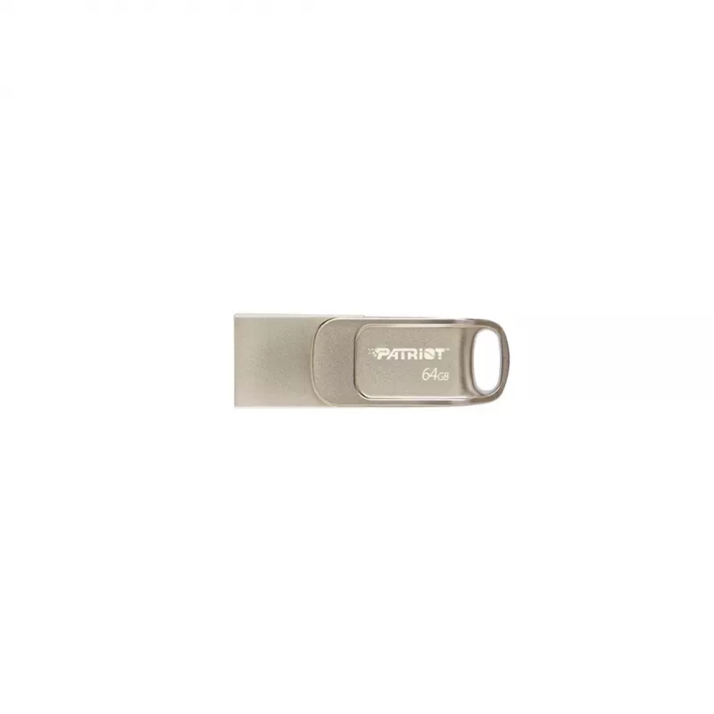 Memoria USB PATRIOT PS64GT560DS5D 64 GB USB 3.2 (USB-A y USB-C), carcasa giratoria de aleación de zinc, plata
