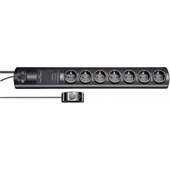 brennenstuhl Primera-Tec Comfort Switch Plus - protección contra sobretensiones - corriente alterna 250 V - 3500 vatios - tomas de salida: 7 - 2,0m - Alemania - negro