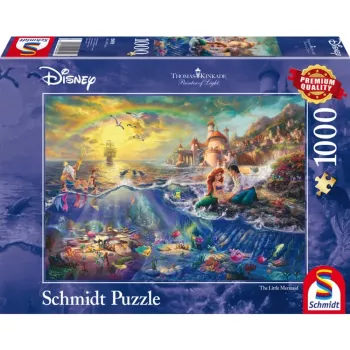 Schmidt Spiele 59479 Thomas Kinkade: Disney La Sirenita Ariel puzzle, 1000 piezas, 69,3 x 49,3 cm, dibujos animados