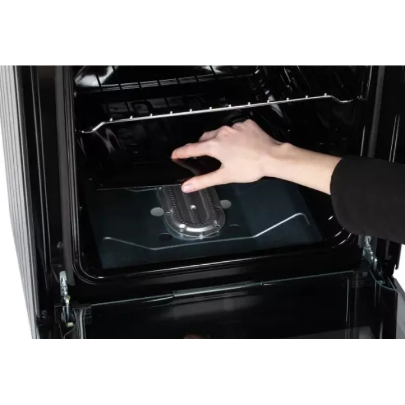 Cocina de gas MPM MPM-56-KGF-21/B — 4 fuegos acero inoxidable, horno 54 l, control por mandos