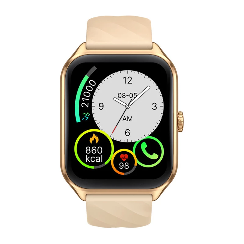 Smartwatch Zeblaze GTS 4 — 4,93 cm (1,94 inch) AMOLED 466×466 px, pantalla táctil, Wi‑Fi, caja de metal, correa de silicona beige