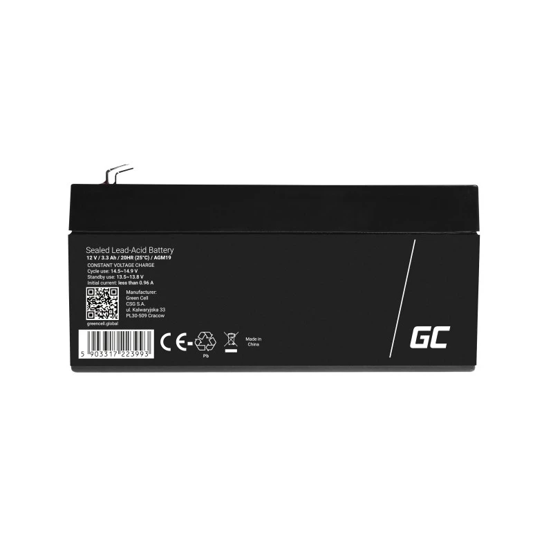 Batería para SAI Green Cell AGM19 plomo-ácido VRLA 12 V 3,3 Ah