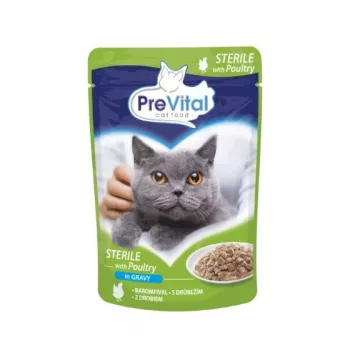 Comida para gatos PREVITAL Steril Aves en salsa - Comida húmeda para gatos - Bolsa 100 g
