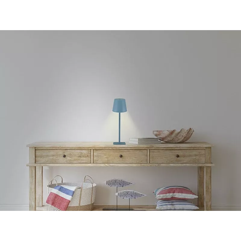Beper P207ILI200 lámpara de mesa LED recargable, interruptor táctil, regulable, azul pizarra