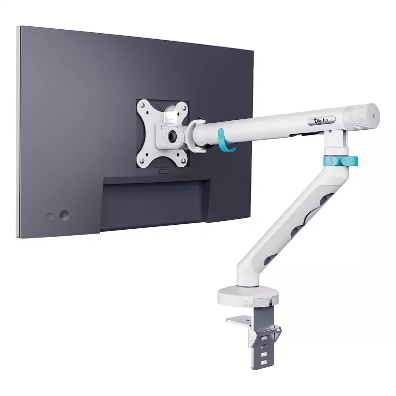 Soporte de monitor DIGITUS Single Design para pantallas de hasta 35 pulgadas, pinza, 10 kg, VESA 75x75–100x100, inclinable -45–90°