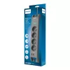 Regleta con protección contra sobretensiones Philips 4 tomas 2 m cable 3×US