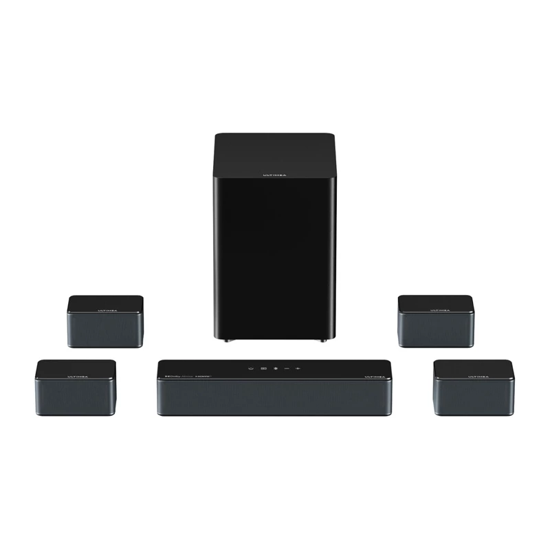Altavoz Ultimea Poseidon D80 negro 7.1 canales, 8 altavoces, con cable e inalámbrico, subwoofer activo