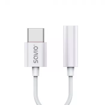 Adaptador de audio USB Type 3.1 C (M) – Jack 3.5mm (H) Blanco SAVIO AK-51