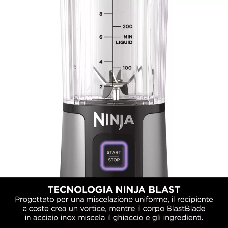 Batidora deportiva Ninja Blast BC151EUNV — recipiente de 0,53 L, 14,4 W, a batería, azul
