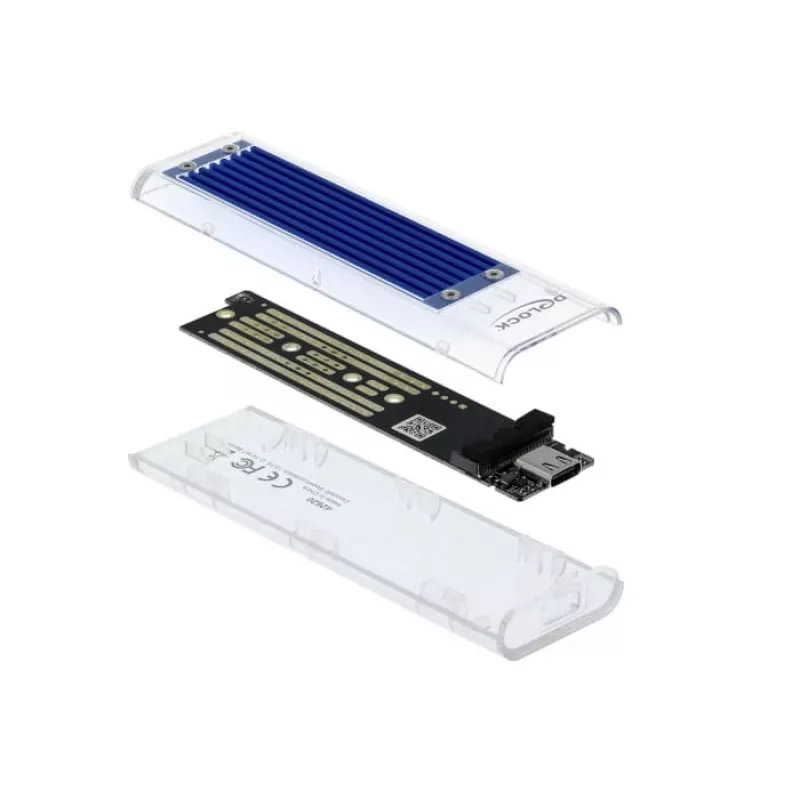 Carcasa para SSD DeLOCK 42620 carcasa externa para SSD M.2 NVME PCIe con conector hembra USB Type-C, transparente