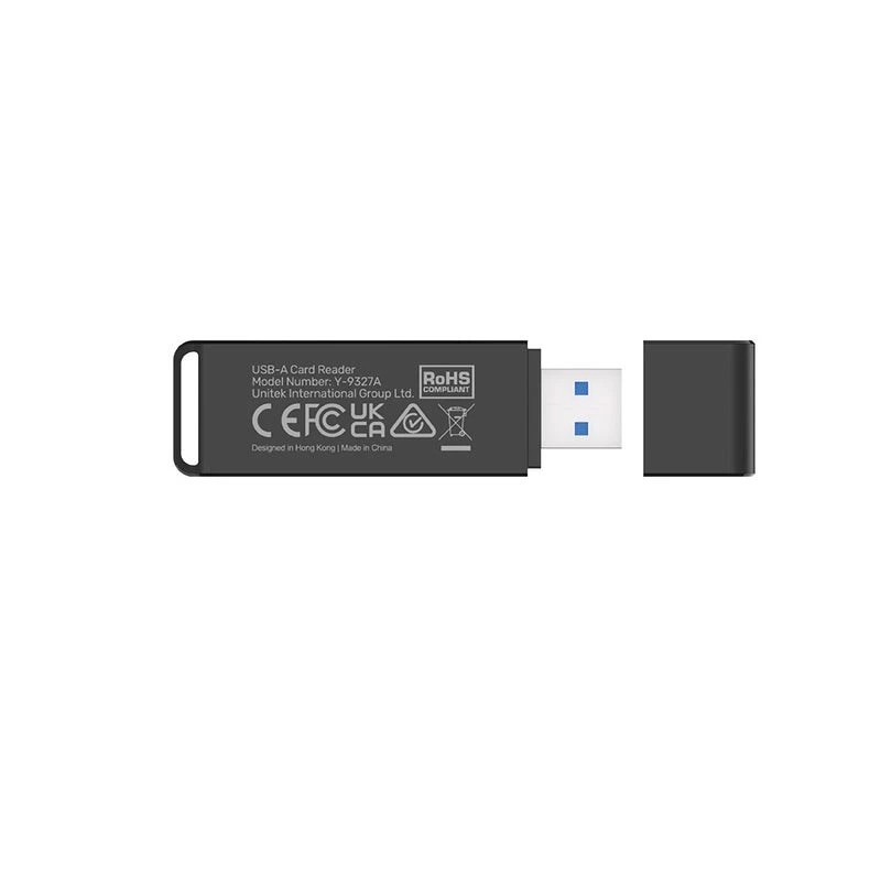 Lector de tarjetas Unitek Y-9327A USB 3.2 Gen 1 Type-A — MicroSD/SD, 2 ranuras, 5000 Mbit/s, negro