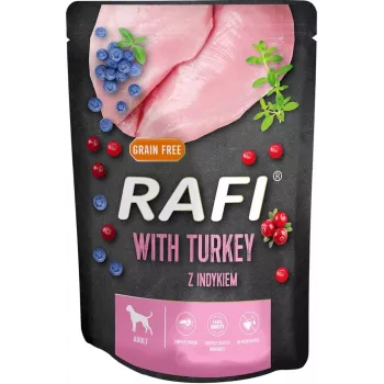 Comida húmeda para perros Dolina Noteci Rafi – pavo con arándano y arándano rojo, 300 g, sin cereales, 78% humedad