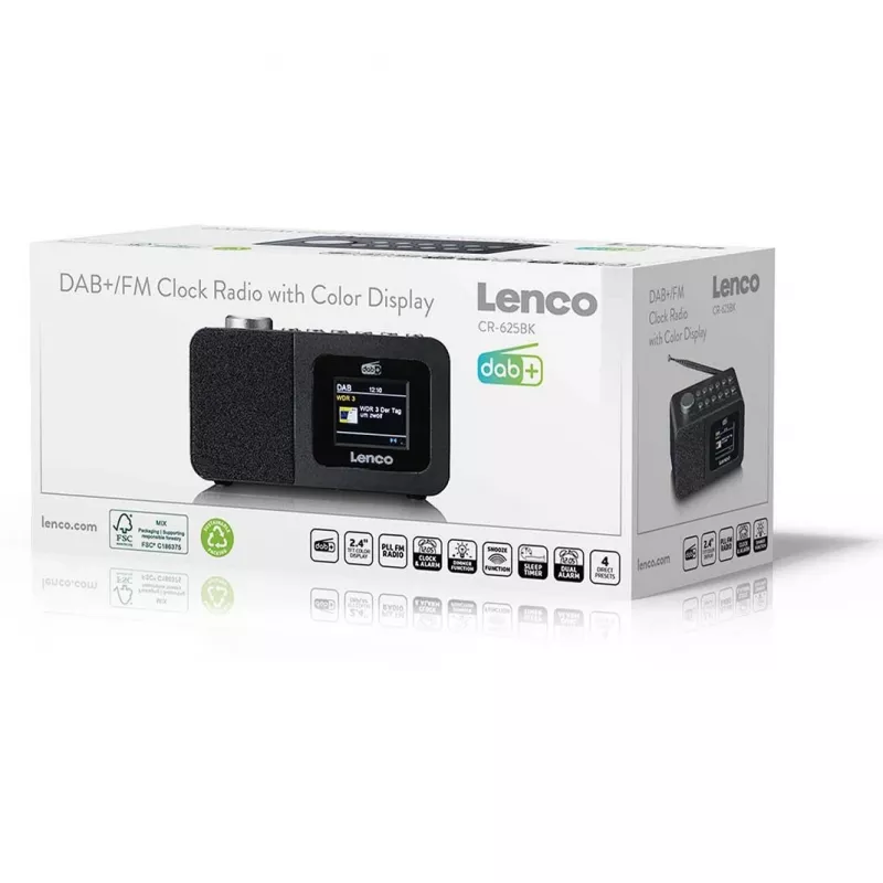 Lenco CR-625BK radiodespertador DAB+/FM con Bluetooth y carga inalámbrica, negro