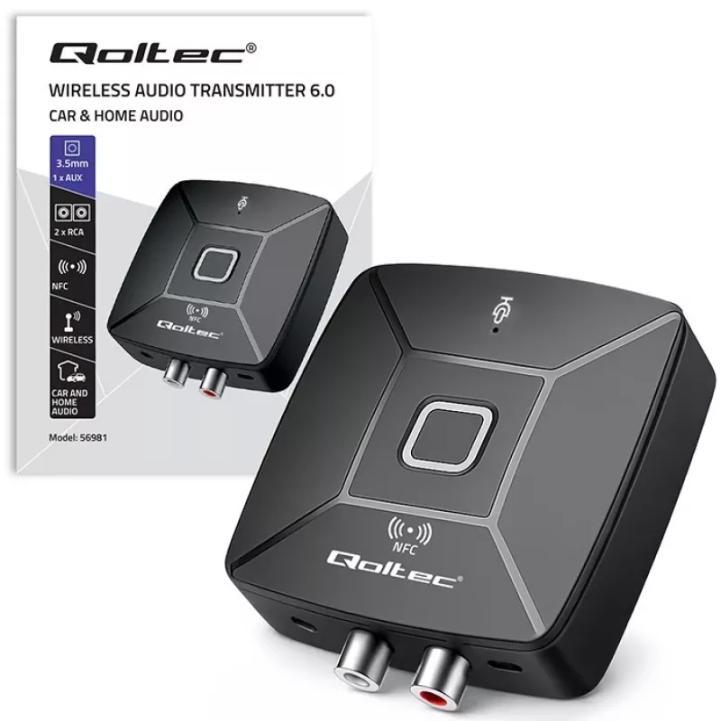 QOLTEC Wireless Audio HiFi emisor/receptor modelo 56981 — puente de audio Bluetooth/Line-In
