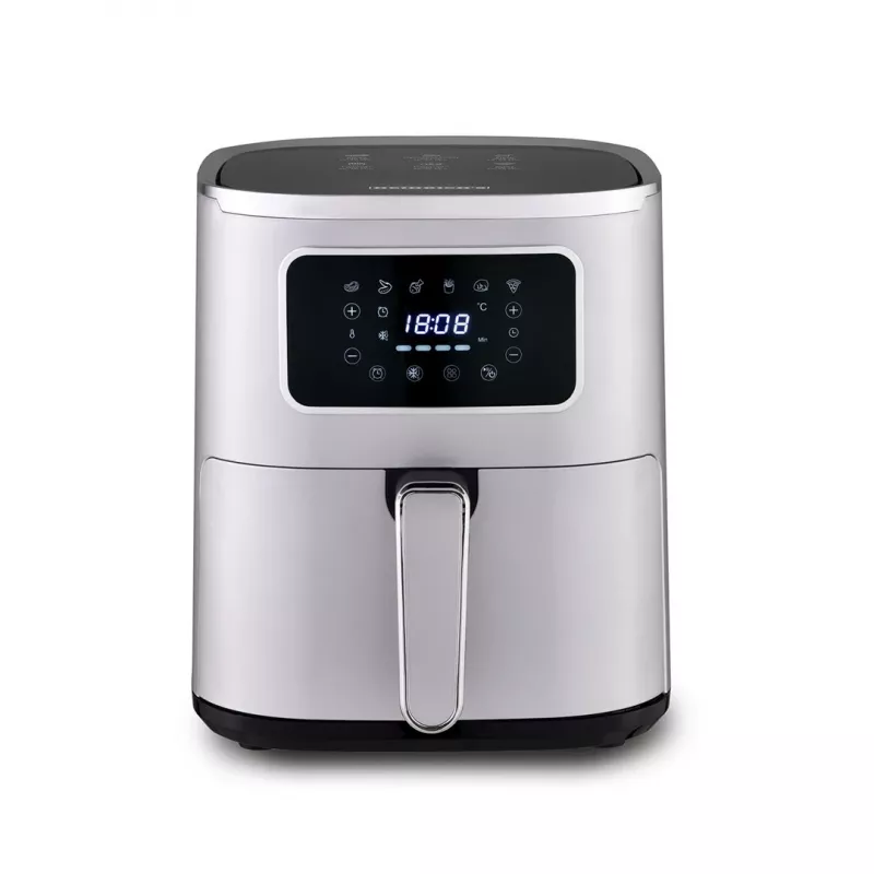 Freidora de aire HEINRICH'S HFR 8216 — 5 L, 1450 W, control táctil, pantalla LED, plata, de pie