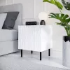 Mesita de noche Cama Meble JUNGLE 53,5×40,5×44 cm blanco mate, MDF y aglomerado, patas negras, set de 2
