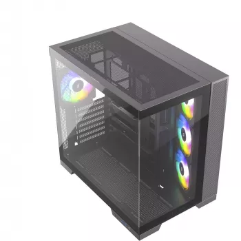 Caja PC Silentware View A-RGB negra VIEWSchwarz — caja mid-tower con iluminación A-RGB