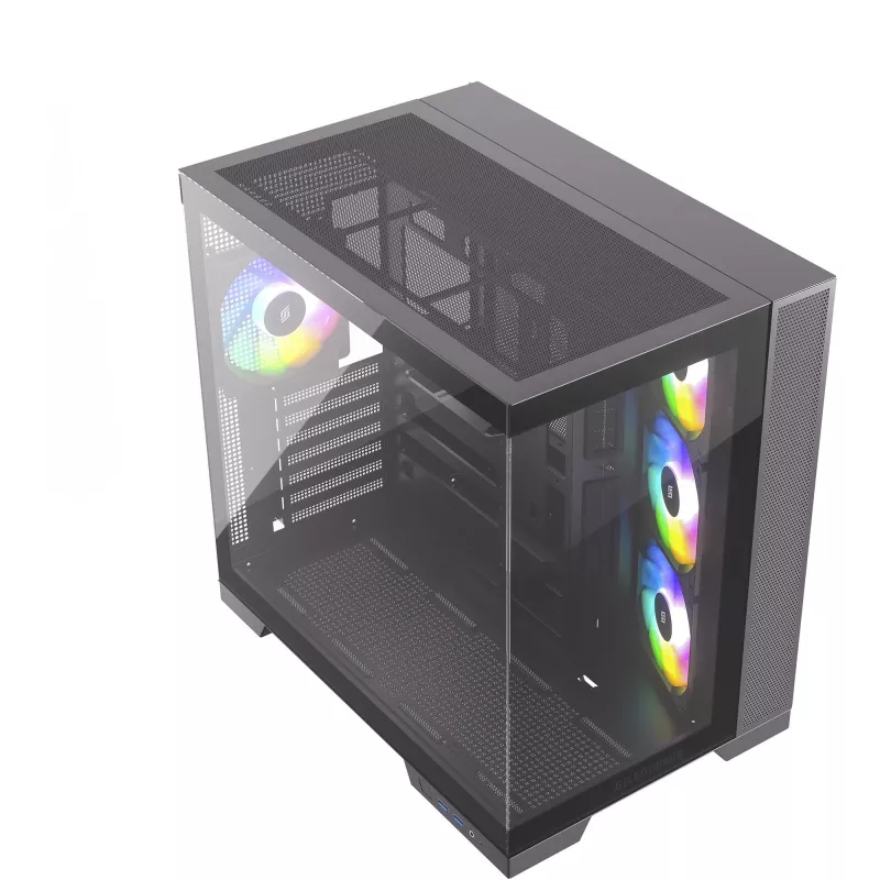 Caja PC Silentware View A-RGB negra VIEWSchwarz — caja mid-tower con iluminación A-RGB