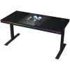 Mesa gaming de altura ajustable sentado/de pie con doble motor, caja de PC integrada, cargador inalámbrico, iluminación RGB, panel de control y puertos USB, tablero de melamina PB, negro
