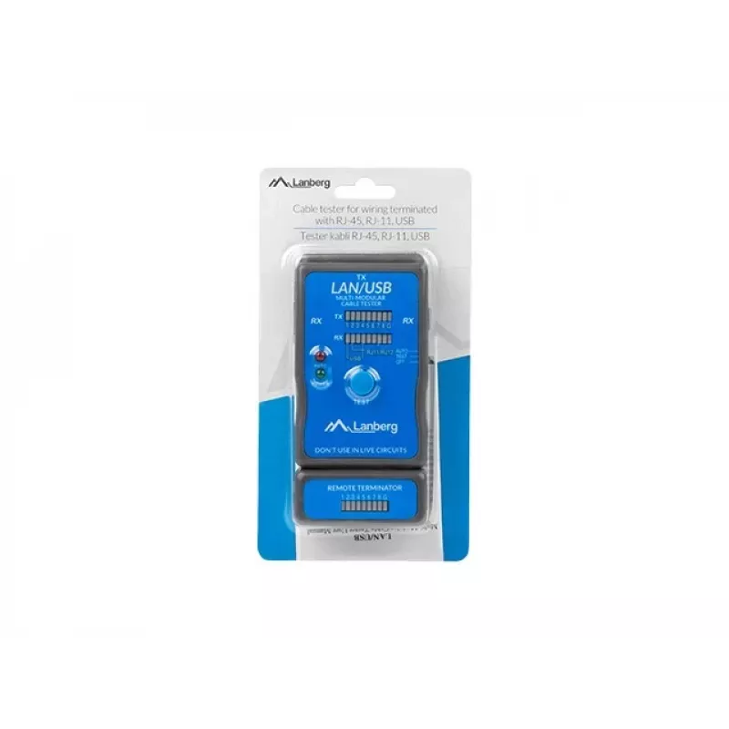 Comprobador de cables de red Lanberg NT-0403 comprobador PoE azul