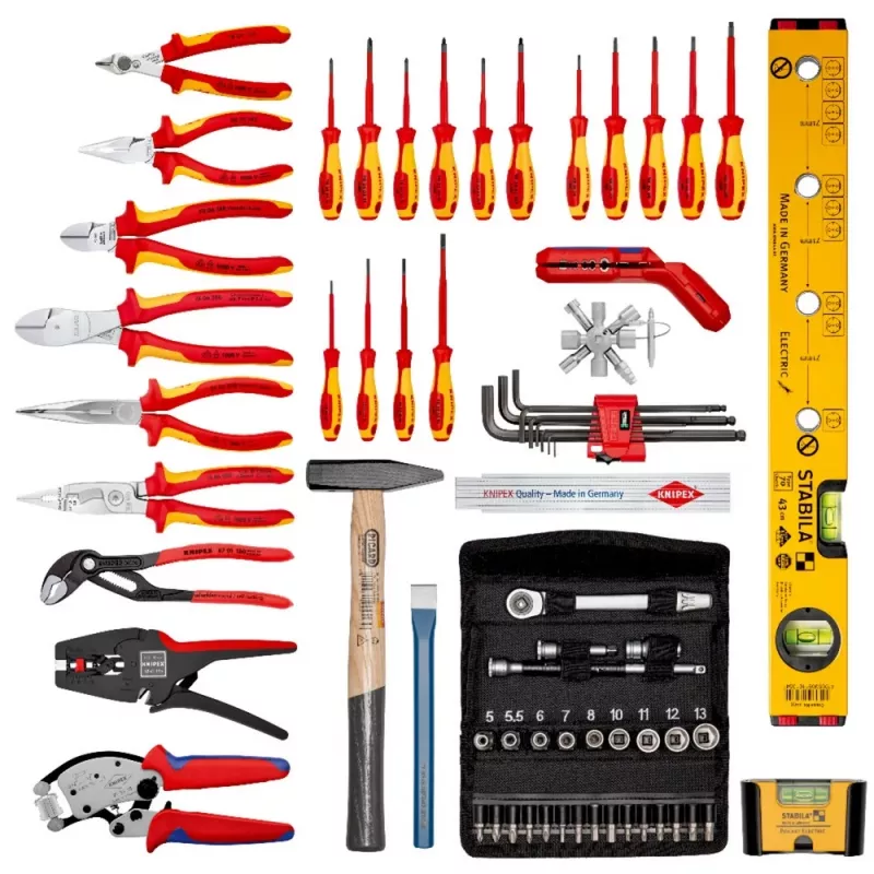 Knipex 00 21 06 BIG Basic Move ElektroPlus maletín de herramientas, 68 piezas, juego de herramientas para electricistas, con ruedas, negro