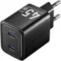 Vention FEFB0-EU cargador rápido de CA de interior 45W 2× USB-C — para smartphone, portátil, tablet, smartwatch, auriculares (negro)