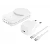 Cargador de interior Belkin UltraCharge 25W Qi2 Cargador magnético 3 en 1 UE Blanco Cuadrado