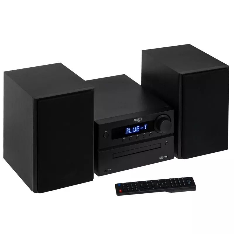 Minicadena estéreo Hi‑Fi Adler AD 1917 — Bluetooth V5.3, CD/USB/MP3, 2×25 W RMS, sintonizador FM, ecualizador de 4 bandas, AUX, negro
