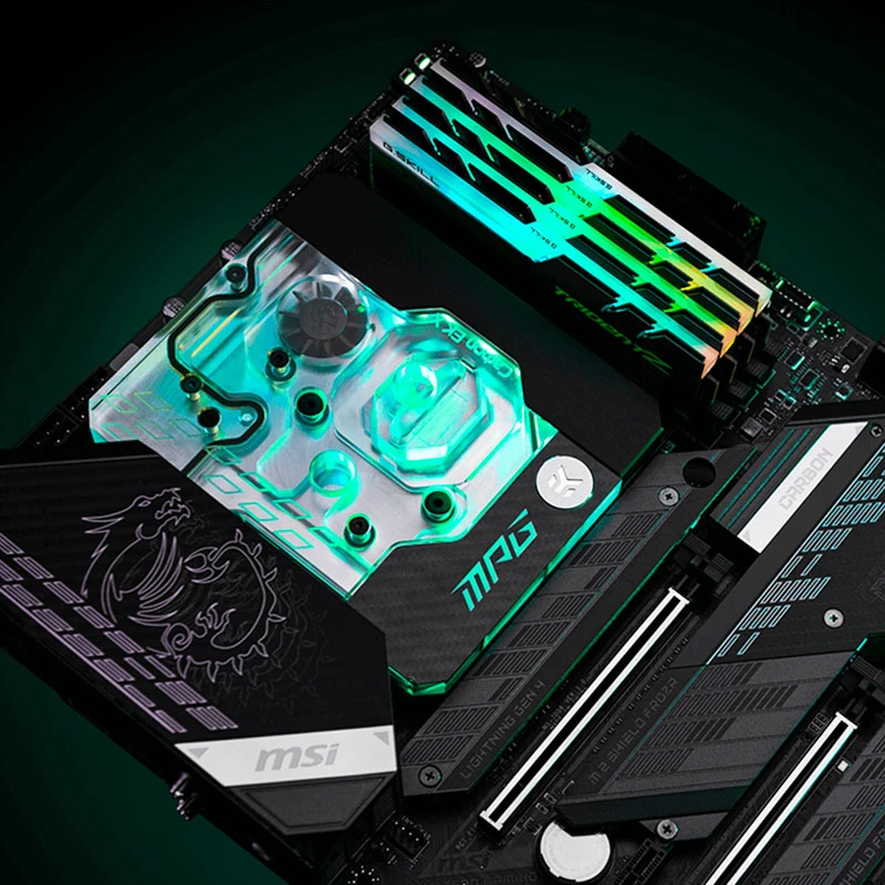 Bloque de agua EK Water Blocks Acrílico Latón Negro Plata