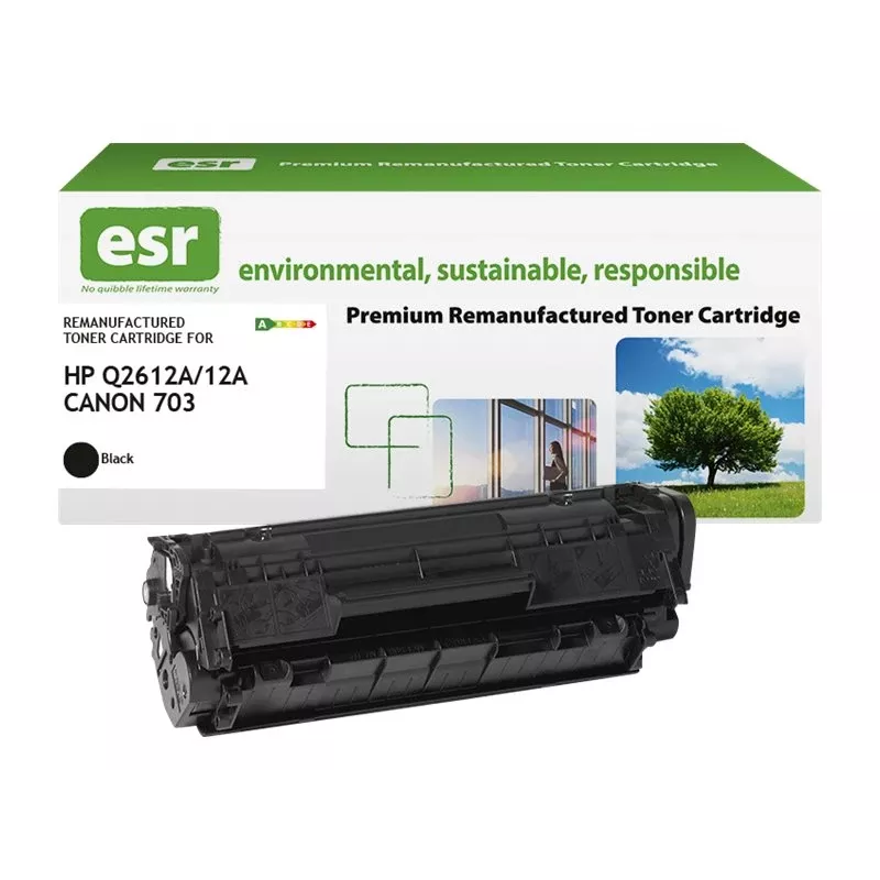 Cartucho de tóner ESR compatible con HP Q2612A negro remanufacturado 2.000 páginas