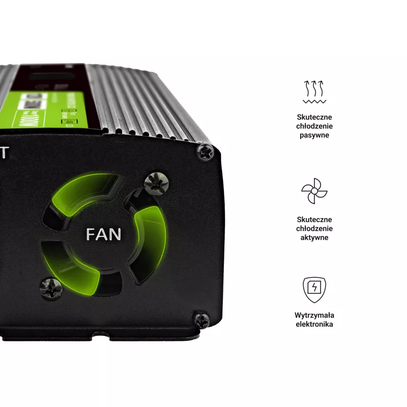 Convertidor de tensión Green Cell PowerInverter LCD 12 V 500W/1000W inversor de coche con pantalla – inversor/adaptador con onda sinusoidal pura coche negro