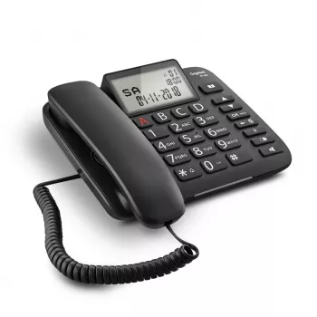 Teléfono analógico Gigaset DL380 con identificación de llamadas, auricular con cable, negro