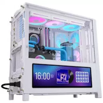 Carcasa PC Corsair FRAME 4000D LCD RS, semitorre, ATX, ARGB, cristal templado - blanco