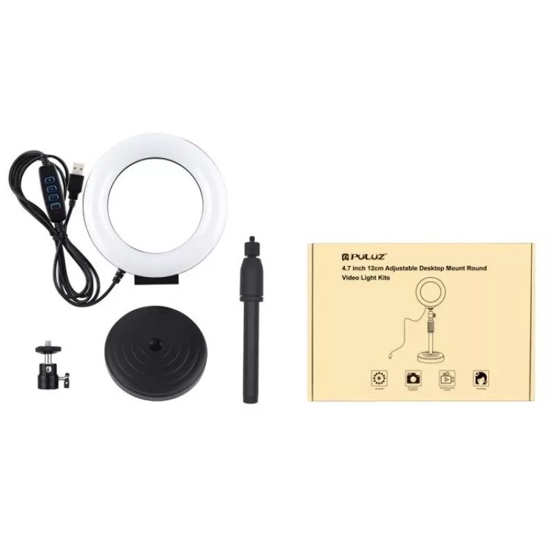 Lámpara LED anular Puluz con trípode ajustable PU391