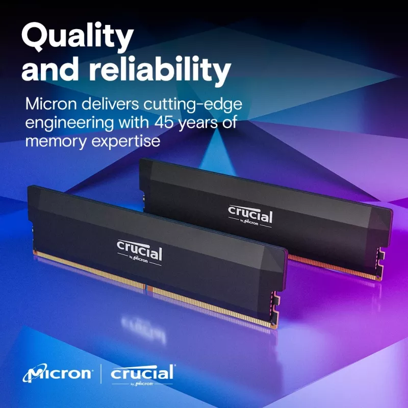 Crucial Pro OC 32GB (2x16GB) DDR5 PC5-48000C38 6400MHz UDIMM kit dual channel