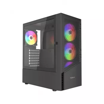 Caja de PC GEMBIRD Fornax 4300 Midi Tower ATX, cristal templado, 2 bahías de 3,5 pulgadas, 3 bahías de 2,5 pulgadas, soporte para ventiladores ARGB, USB 3.2 Gen1