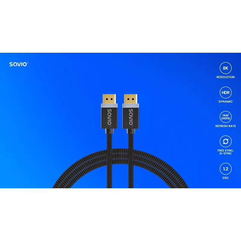 Cable DisplayPort Savio CL-165 1 m Negro